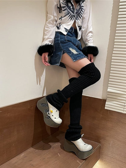 Leg 70CM Warmers Knitted Color Options 15