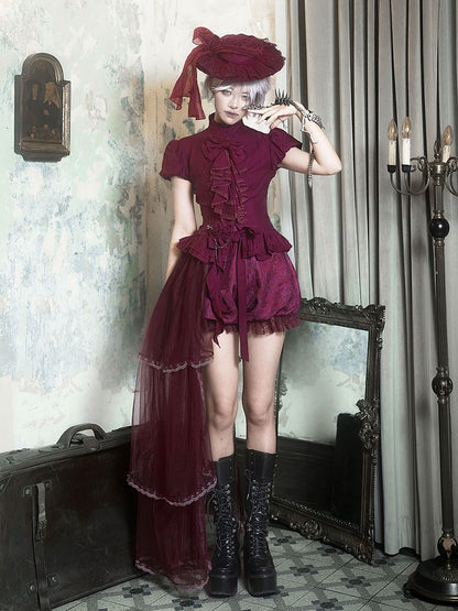 Purple Puff Short Sleeves Gothic Lolita  Blouse
