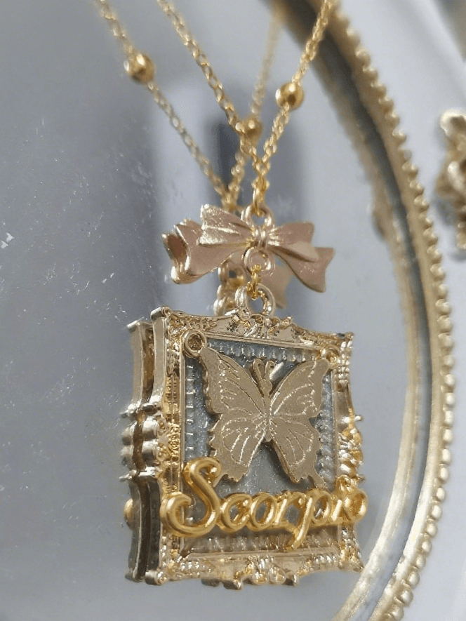Frame Vintage Pendant Necklace Lolita Golden Butterfly