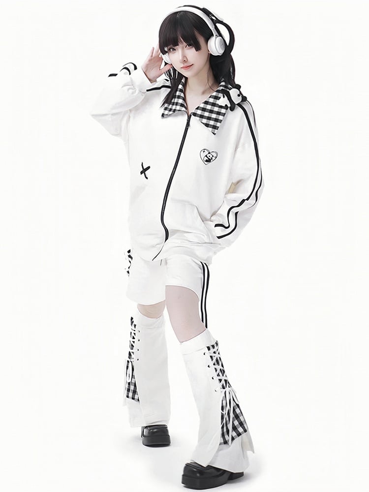 Weiße Shorts mit elastischer Taille und Kordelzug