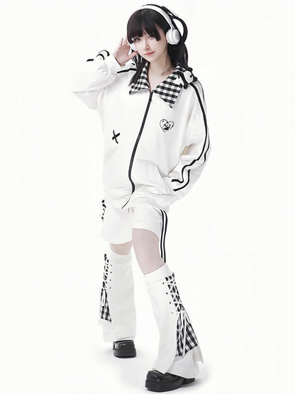 Weiße Shorts mit elastischer Taille und Kordelzug