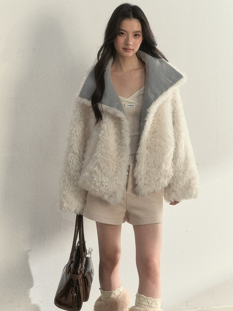 Fur Light Blue Faux Double-sides with Jacket Buckle Cuffs