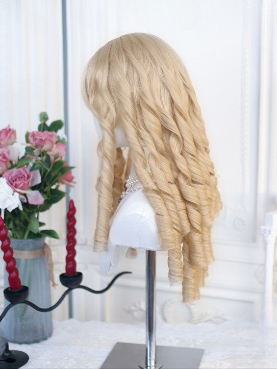長さ：前髪カール、ウィッグ付き、フルローマンブロンド、50～55cm