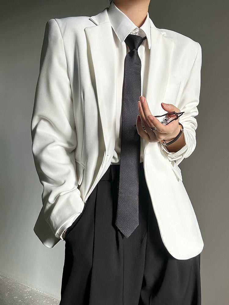 Ouji Lolita Black Zip-Up Tie with Arrowhead Tip