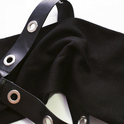 Gloves Black Studs Cyberpunk Details