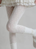 White Tights Milk Diamond Lattice