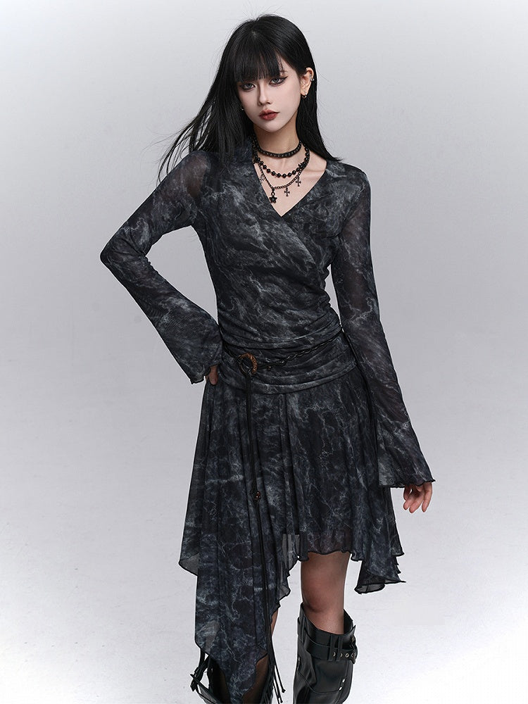 Hem for Handkerchief Fall Black A-Line Knee-Length Dress