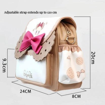 Bowknot with Crossbody Lambskin-Touch Print Dog Lolita Bag Cookie
