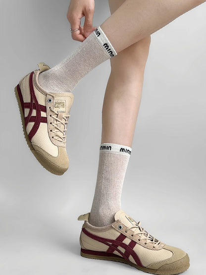 White/Brown/Black/Khaki Letter Embroidered Socks