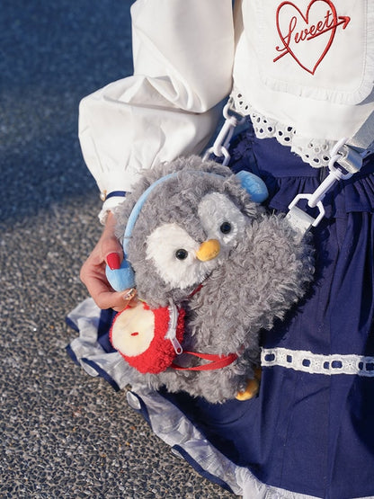 Light Middle/Large Keychain Plush + Options Gray 4 Penguin Backpack/Crossbody Size Bag Cute