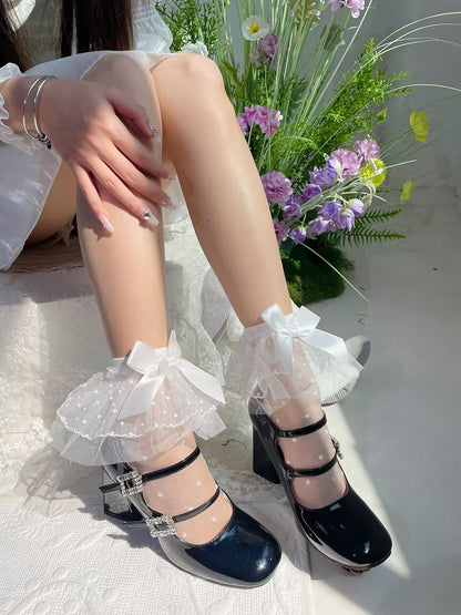 Socks Style 4-Color Dot Tulle Lolita Polka Ruffle