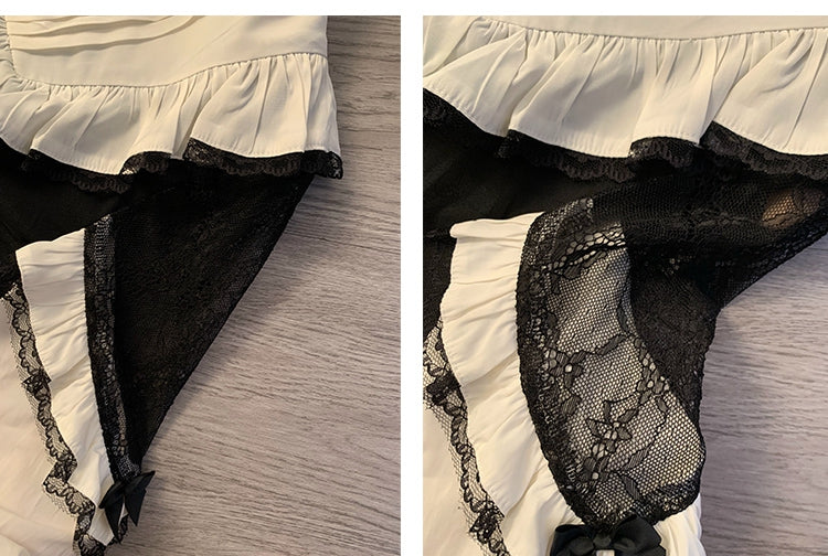 ジライケイ ブラック レースパッチ ショルダー メッシュオーバーレイ ロングスリーブ ドレス