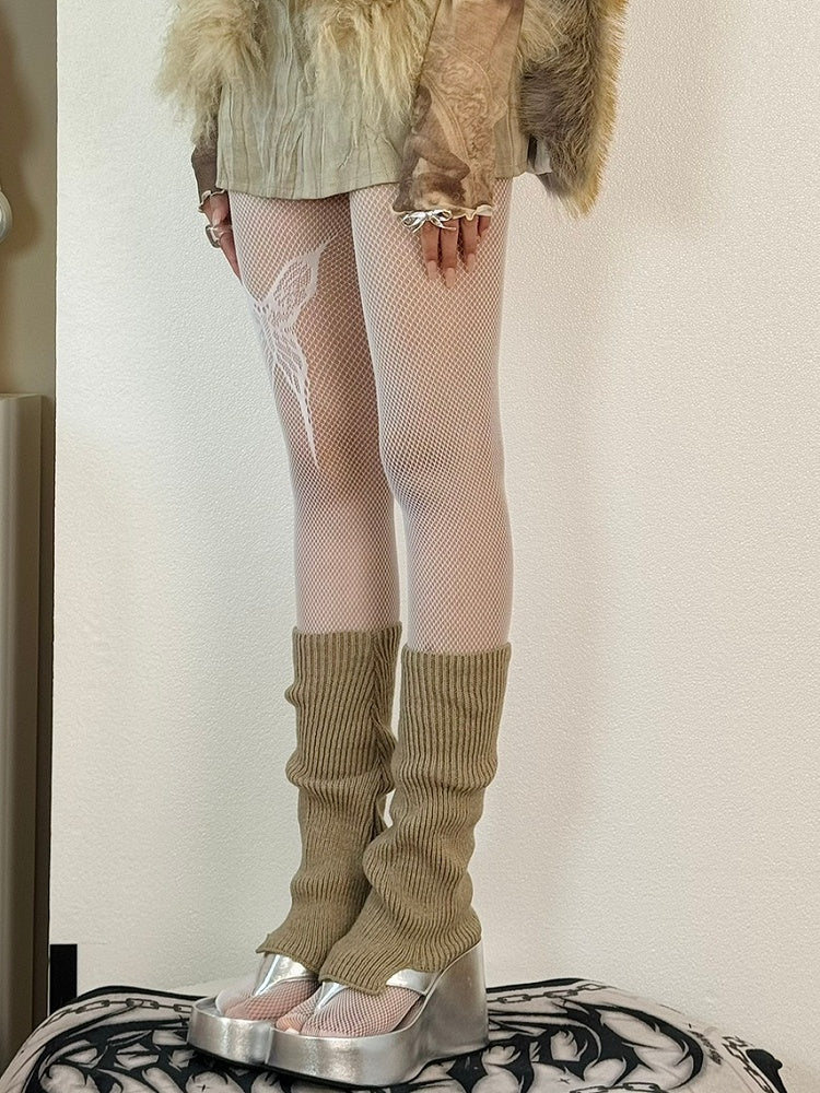 Tights White/Gray/Black Fashion Gyaru Butterfly Pattern