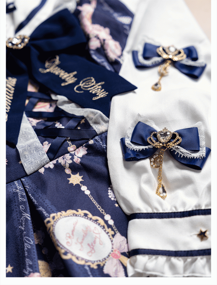 Celestial Collection Moon Options Jirai Kei Bowknot Hairclips with Beaded Chain Gemstone Star 5 Color