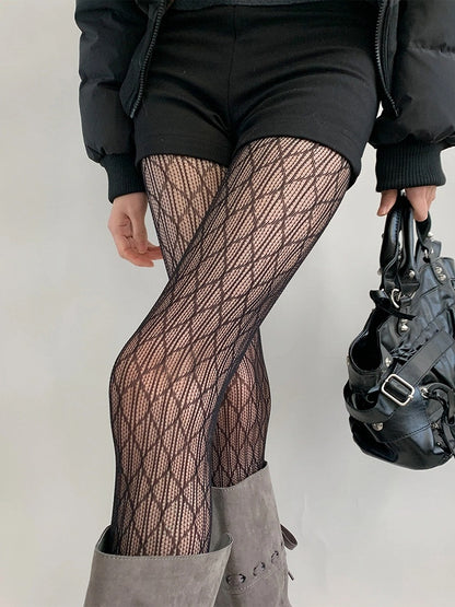 Sheer Tights Diamond Mesh