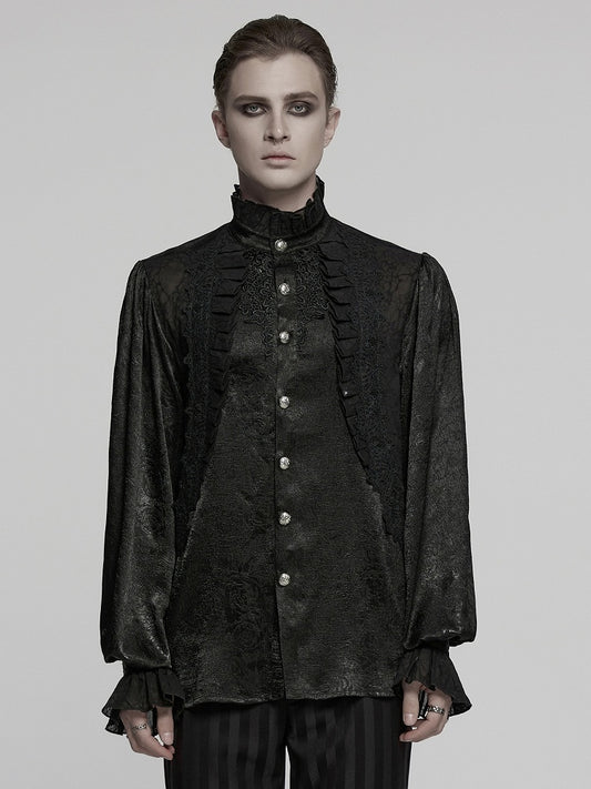 Gothic Black Shirt Glamorous Men's