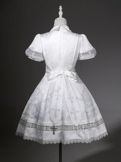White Lily Embroidery Lace Gothic Lolita Dress - Unknown Star