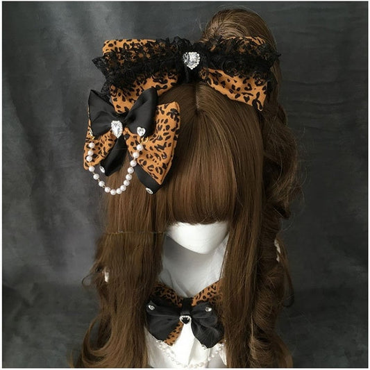 3 Bow Options Print Hairclip Leopard Big