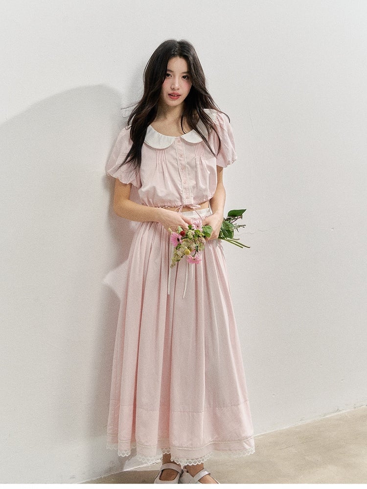 Trim Style Pink with Lace Skirt Kawaii