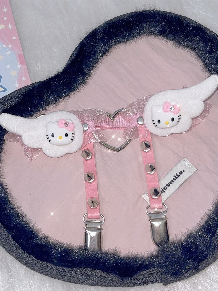 Kawaii Belt Pink Kitty Y2K Studs Garter