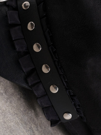 Studs Black Details Trim Ruffled Hat Beret Gothic