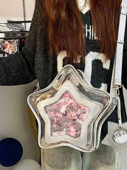 取り外し可能なシルバーチャーム付き星型痛バッグバッジPUセット