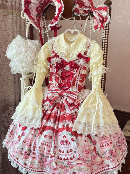Lolita Rot / Volle Erdbeere Süße Desserts Print Set JSK und