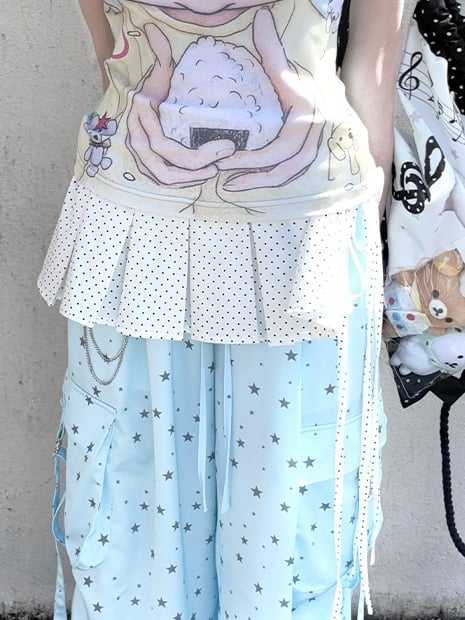 Polka Dot Box Pleat Waist Accessory and Black White