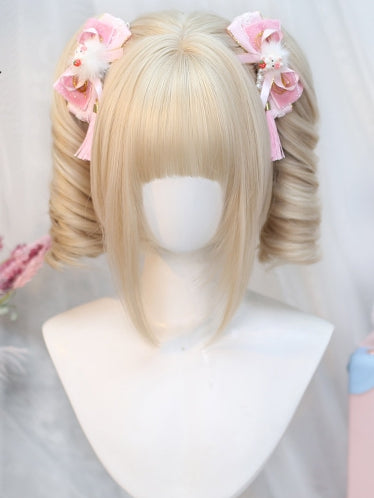 Klaue, gewellter Bob-Pferdeschwanz, 25 cm, Tee/Braun/Blond, Schnitt + Doppelclips, schwarz, 25–30 cm, Perücke