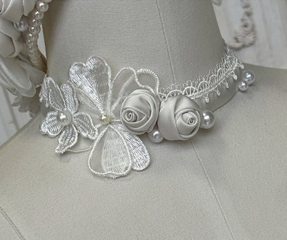 Rosette White Elegant Wedding Dress Hanayome Lolita JSK Full Set