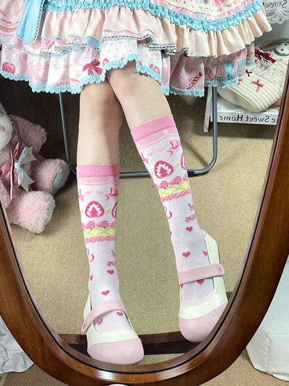 Calf Socks Lolita Style Colors) (3 Motif Teddy Cute Sweet