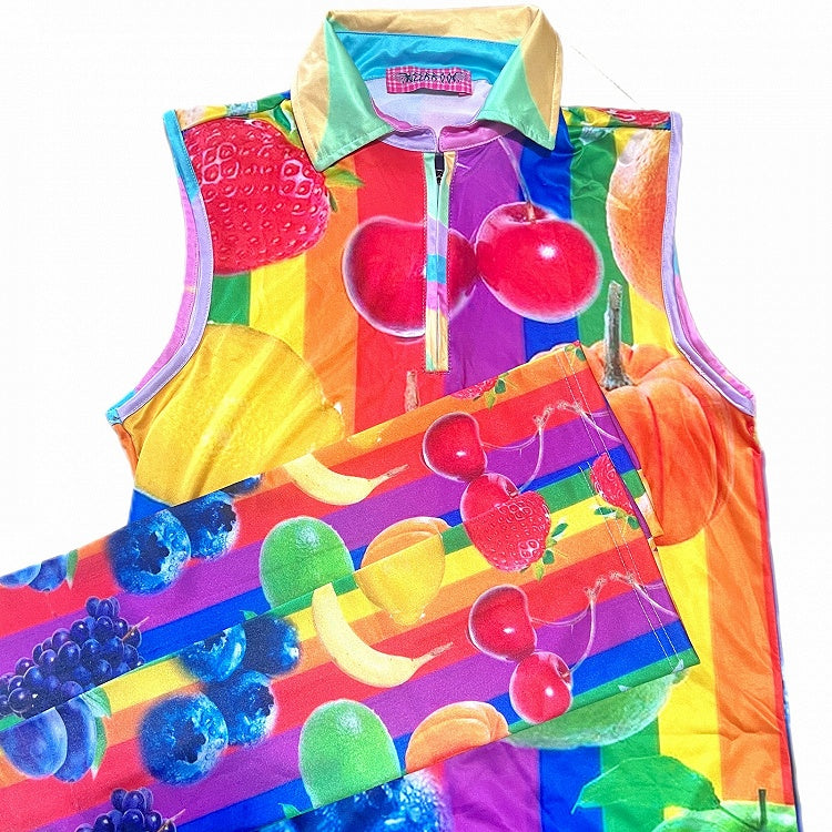 ファッションギャルスリーブフルーツカラフルプリントベスト
