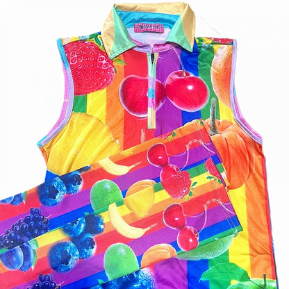 ファッションギャルスリーブフルーツカラフルプリントベスト