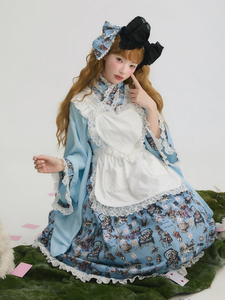 Apron Heart-Shaped Lace-Trimmed White