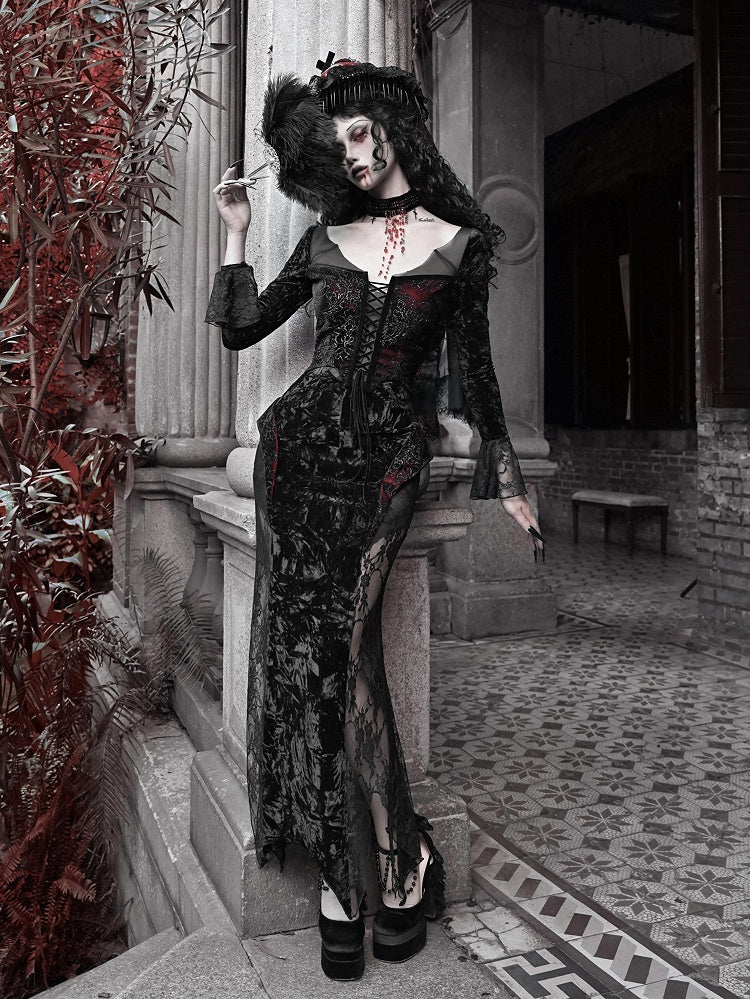 Schwarzer abnehmbarer Hut Goth Roter Schleier und mit Halloween