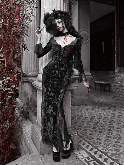 Black Detachable Hat Goth Red Veil and with Halloween