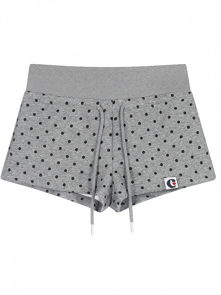 Gray Polka Dot Drawstring Shorts - Languid Park