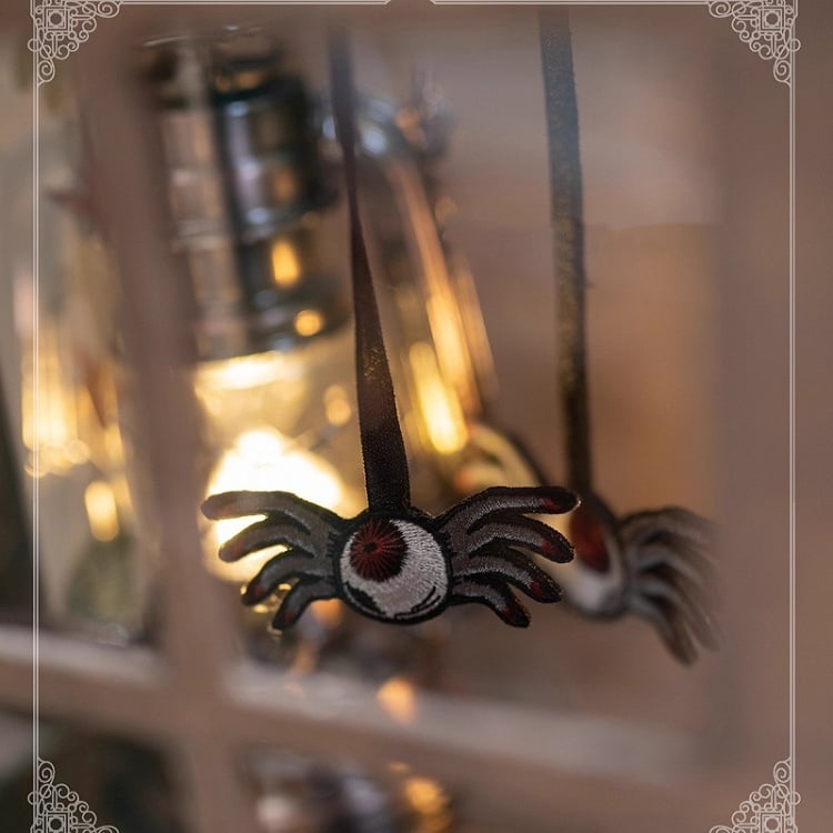 Spider Large/Small and Hairclip/Brooch Red Black Embroidery