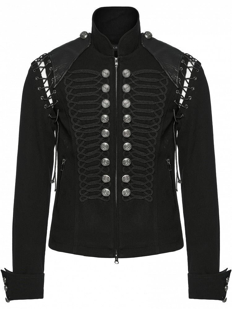 Black & Sliver Men's Punk Military Jacket