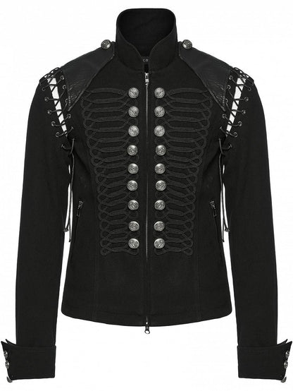 Black & Sliver Men's Punk Military Jacket