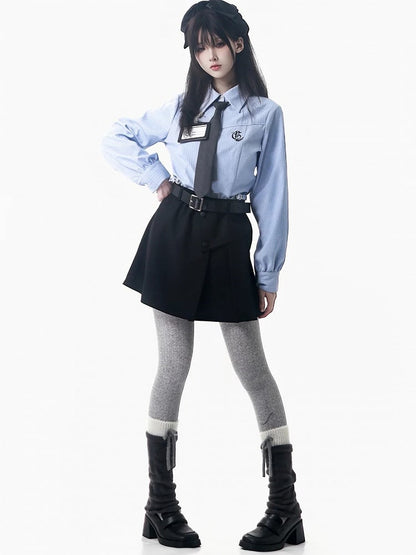 Skirt Distinctive Pleated Accents with Academy-Style Black