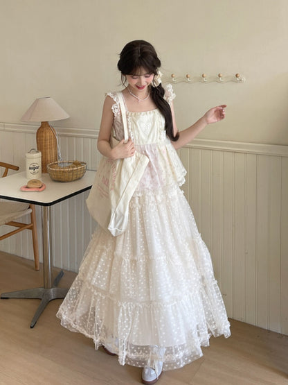 Rosa Tanktop mit flatternden Ärmeln, Schleife und Rüschen, Blumenmuster, Spitzenbesatz