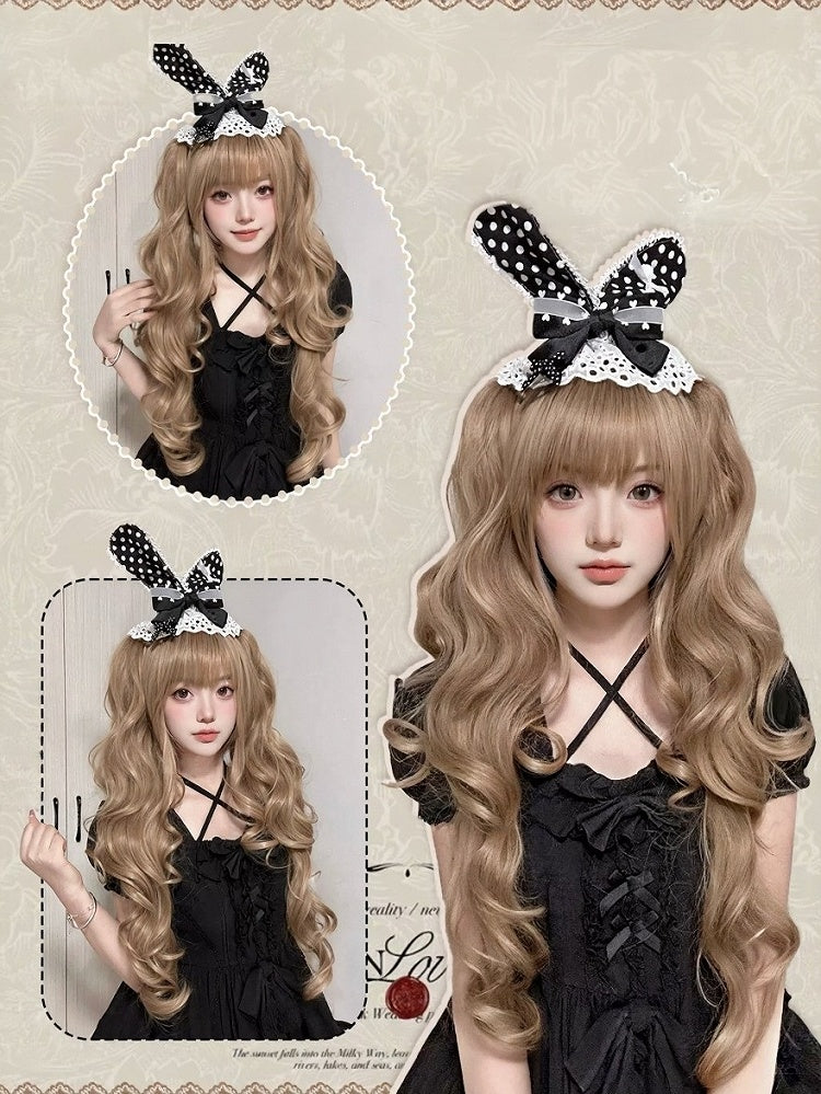 Blonde 28cm Air Bangs Wig & 60cm Wavy Twin Tails Clip - Meow Island Wig