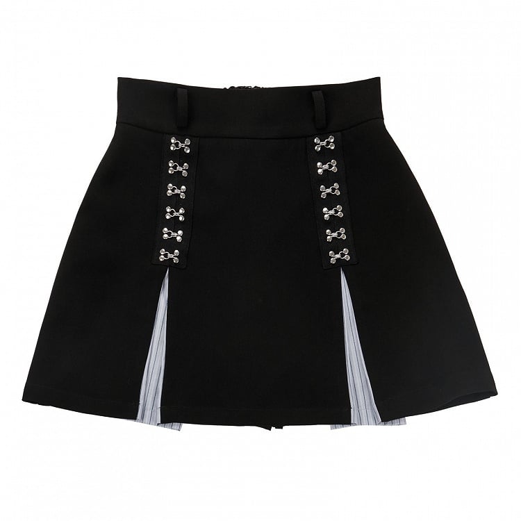 ブループリーツスカート ハイウエスト ブラックボックス