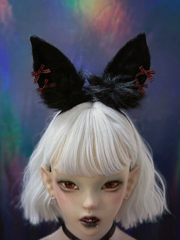 Dark Gothic Bunny Ear KC with Bow Accents - Strange Sugar