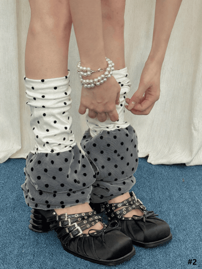 Options 2 Color Pattern Polka-dot Color-Block Warmers Leg