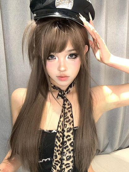 Perücke mit 70 cm langem, braunem Air-Pony