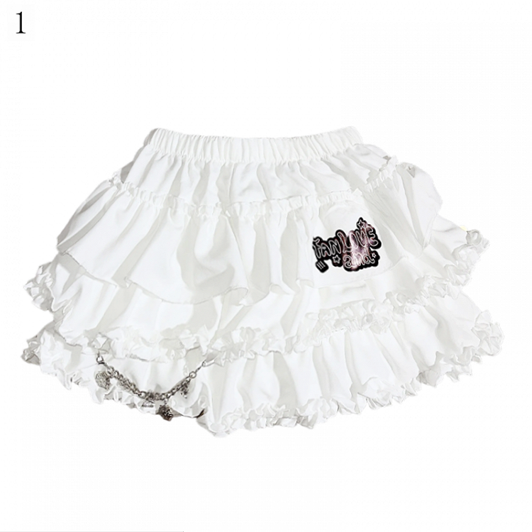 Accents Chain Detachable Trim Ruffle White Skirt Y2K - Tiered
