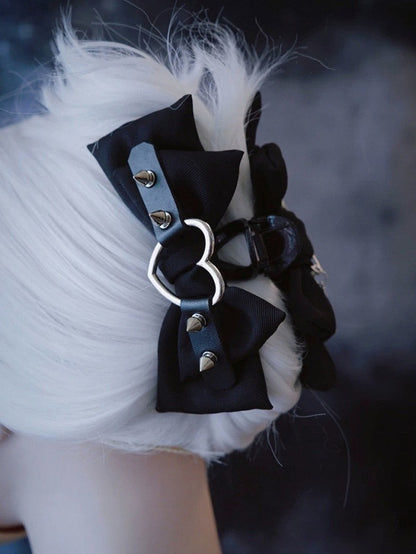 Black Bow Hair Claw Clip with Spikes - Strange Sugar