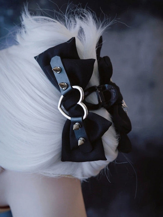 Black Bow Hair Claw Clip with Spikes - Strange Sugar